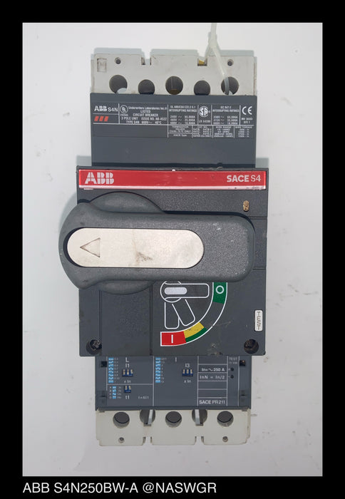 ABB S4N250BW Circuit Breaker with Handle Extension - 250 Amp