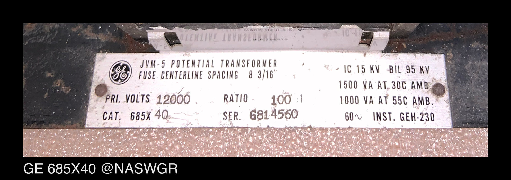 GE 685X40 Potential Transformer