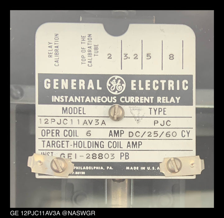 GE 12PJC11AV3A Instantaneous Current Relay