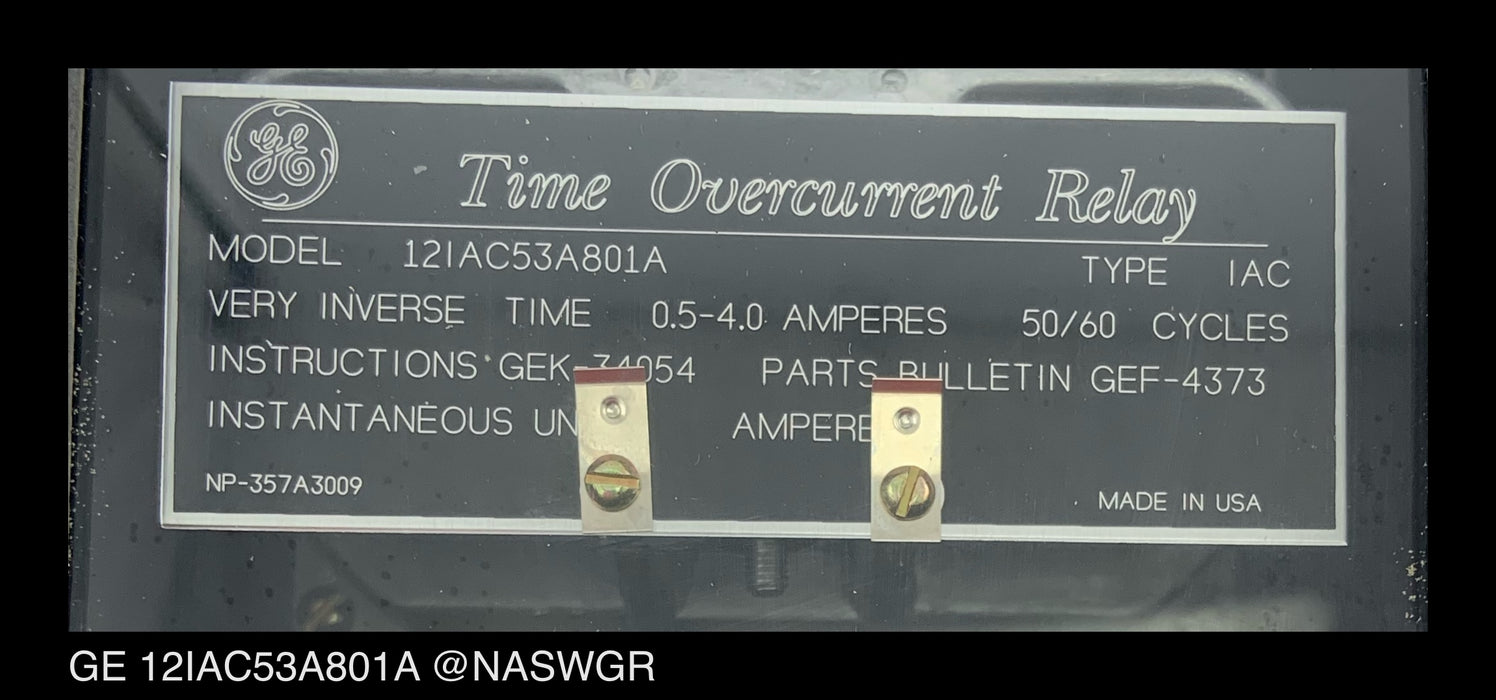 12IAC53A801A ~ GE 12IAC53A801A Time Overcurrent Relay