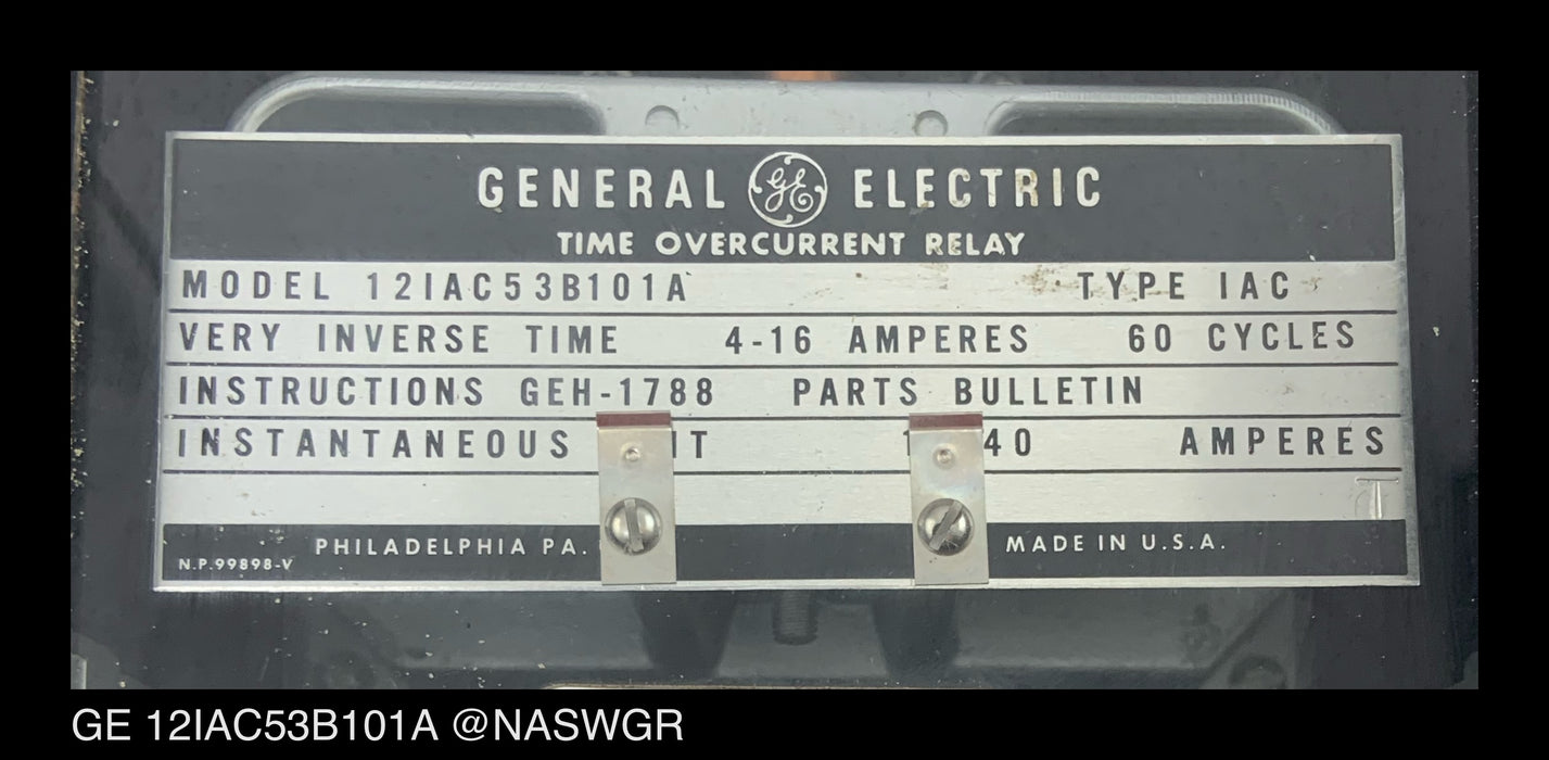 General Electric 12IAC53B101A Time Overcurrent Relay