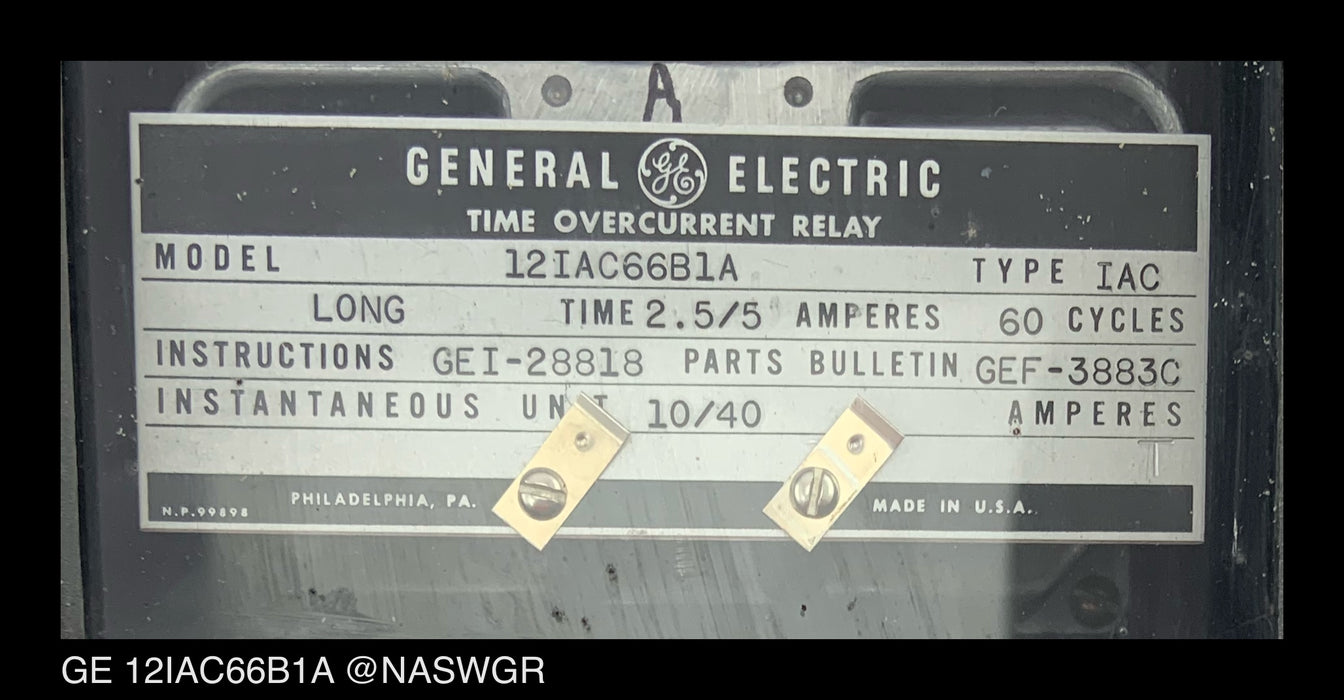 GE 12IAC66B1A Time Overcurrent Relay