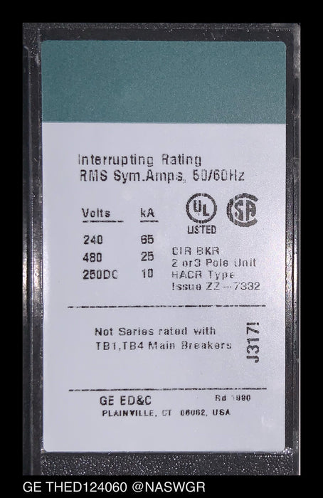 General Electric THED124060 Molded Case Circuit Breaker