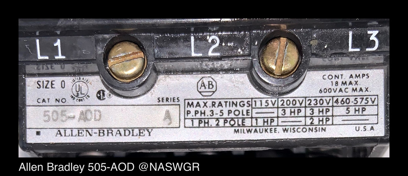 Allen Bradley 505-AOD Reversing Starter