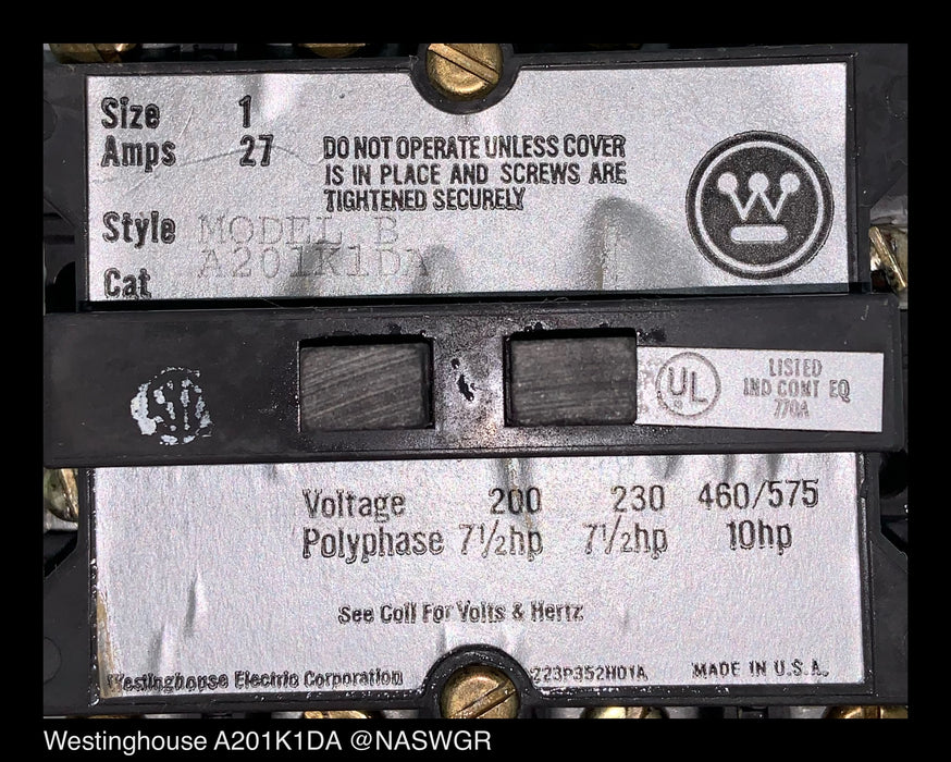 Westinghouse A201K1DA Contactor
