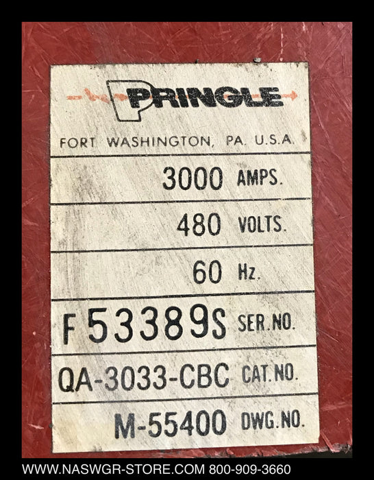 Pringle QA-3033-CBC Fusible Bolted Pressure Switch ~ 3000 Amp