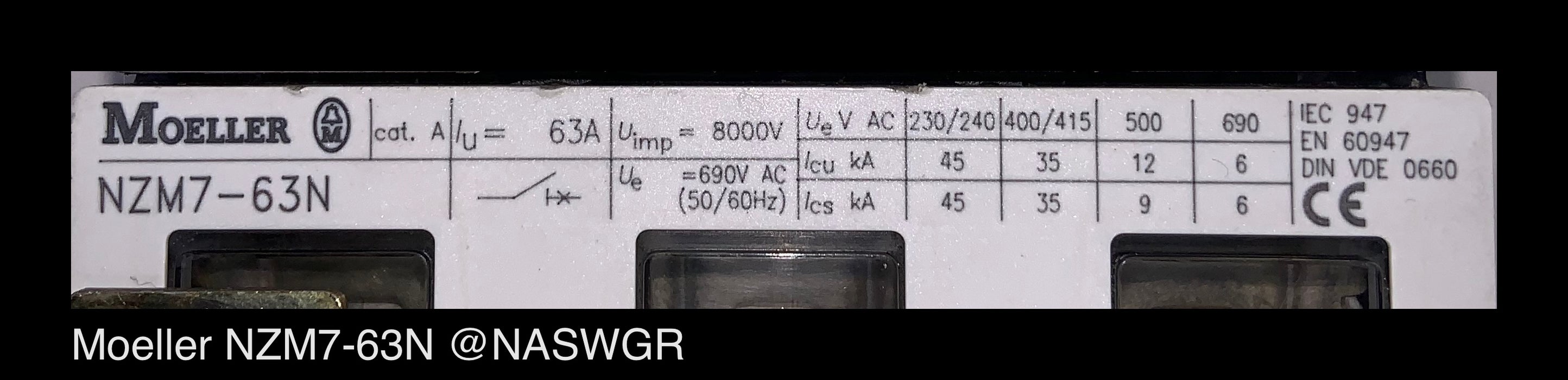 Moeller NZM7-63N Molded Case Circuit Breaker