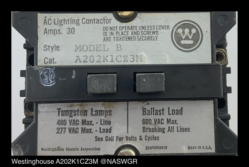 Westinghouse A202K1CZ3M AC Lighting Contactor
