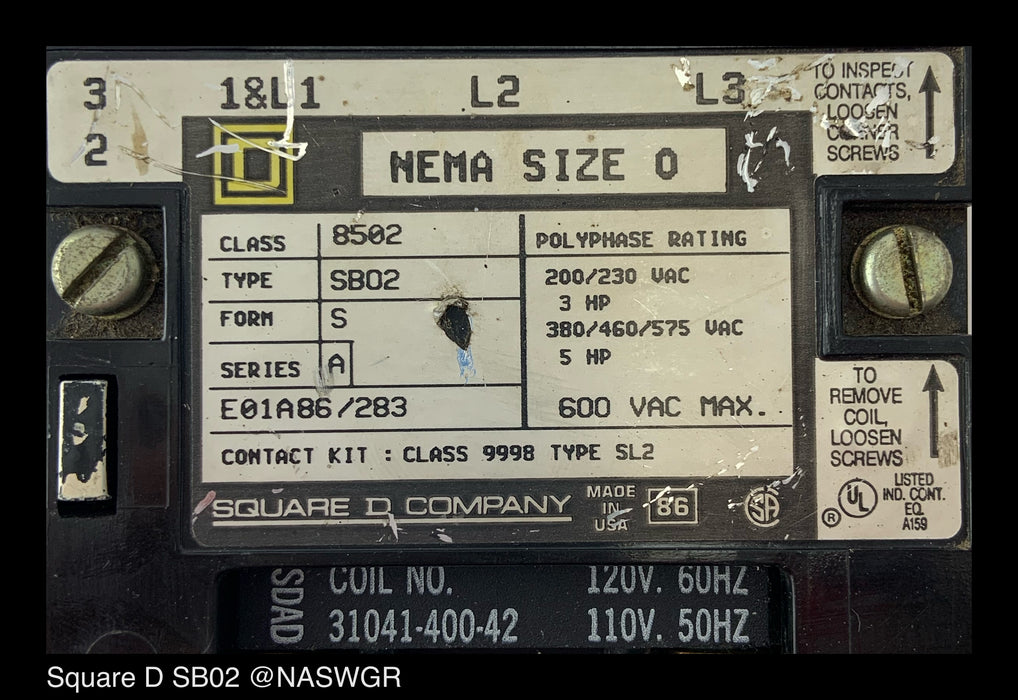 Square D SB02 Starter