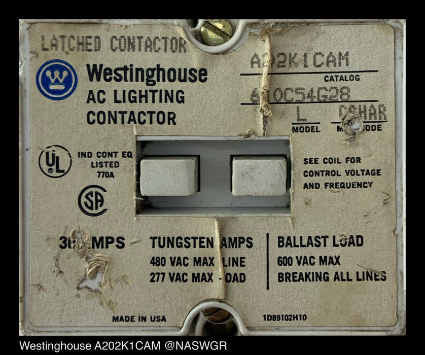 A202K1CAM Westinghouse  AC Lighting Contactor