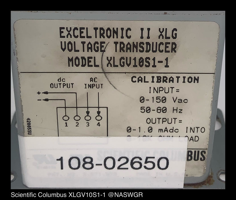 Scientific Columbus XLGV10S1-1 Volatge Transducer