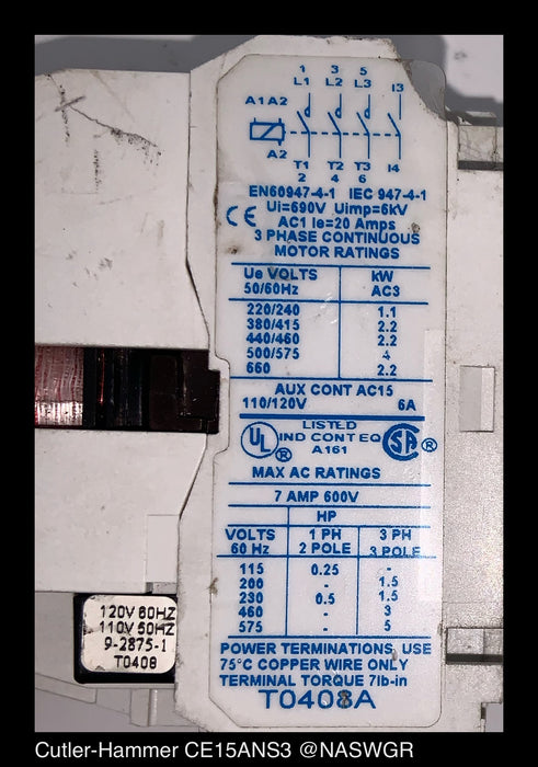 Cutler-Hammer CE15ANS3 Contactor