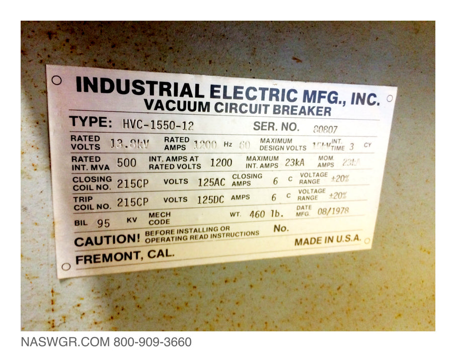 HVC-1550-12 , IEM HVC-1550-12 Circuit Breaker
