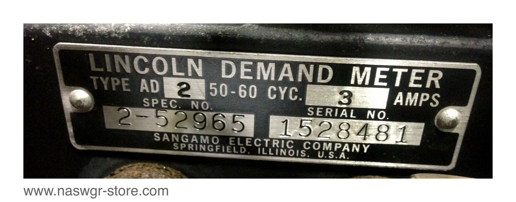 AD-2 , Lincoln Demand Meter Type: AD-2 , 50/60 Cycle , 3 Amps , PN: AD-2