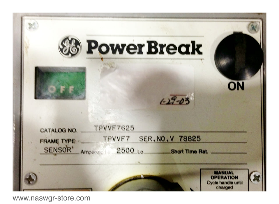 TPVVF7625 ~ GE TPVVF7625 Circuit Breaker PowerBreak ~ TP9VT30DLGA3