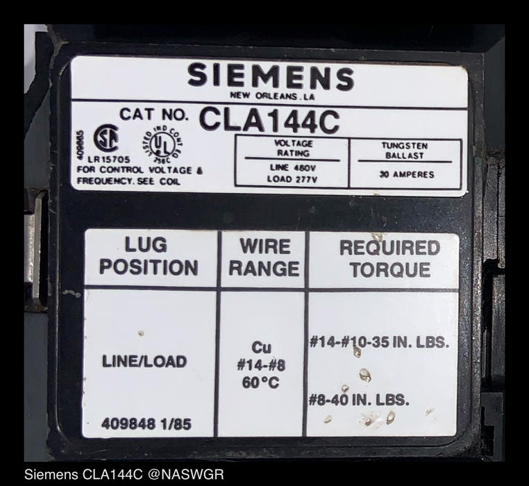 Siemens CLA144C Contactor