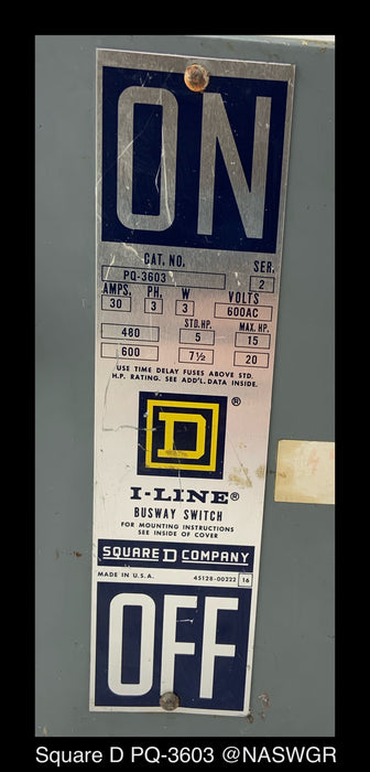 Square D PQ-3603 Busway Switch