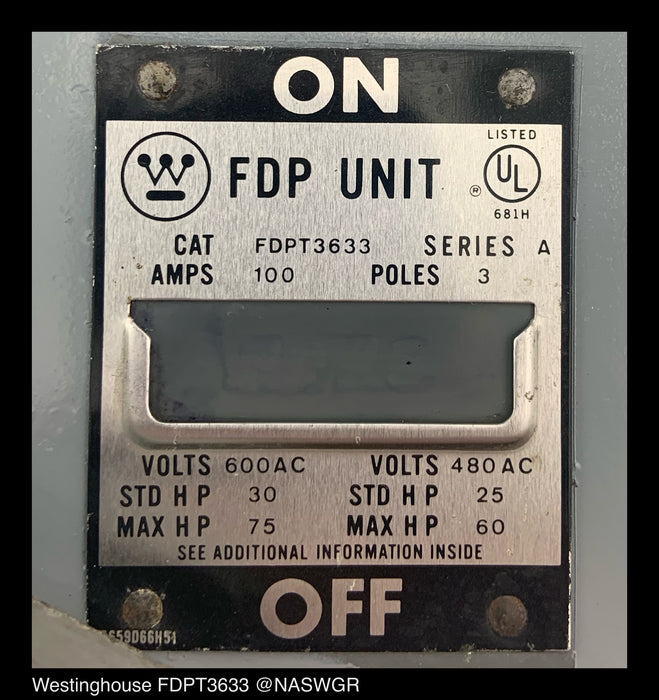 Westinghouse FDPT3633 Panel Board Switch