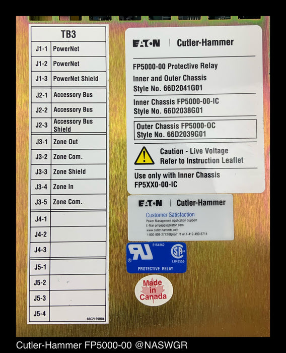 EATON/Cutler Hammer FP-5000-00 Feeder Protection Relay