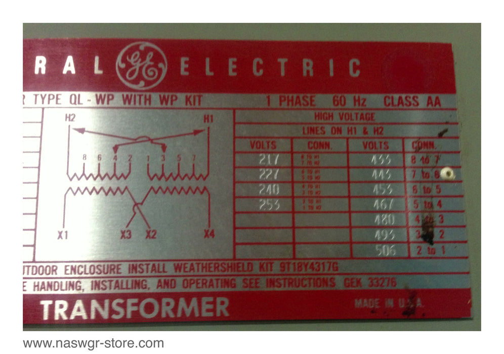 9T23B2672 , GE 9T23B2672 Dry Type QL Indoor Outdoor Transformer , QL/ WP with WP Kit