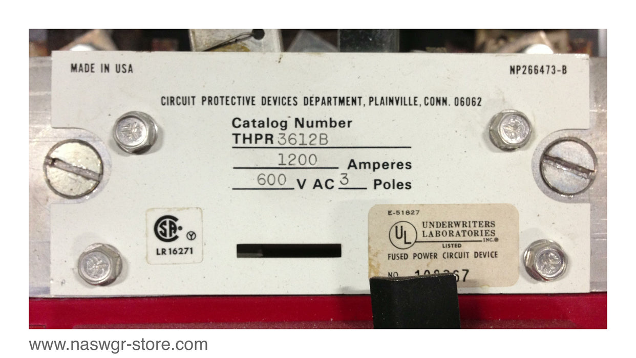 THPR3612B , GE THPR3612B High Pressure Contact Switch 1200 Amp ~ Type HPR