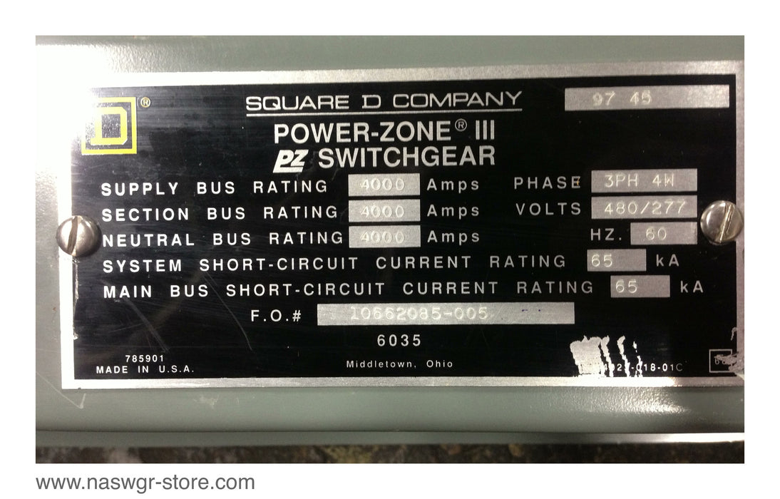 3A73116G03 ~ Key Interlock Provision Kit 3A73116G03 ~ Supply Bus Rating: 4000