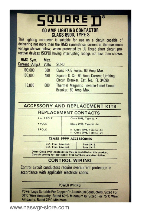 Q6122170-D-LR ~ SPO-2 ~ CFP2T12 ~ Square D Lighting Contactor