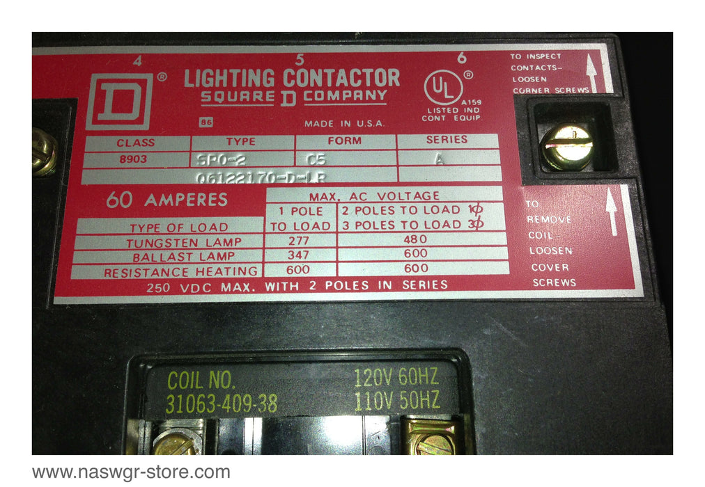 Q6122170-D-LR ~ SPO-2 ~ CFP2T12 ~ Square D Lighting Contactor