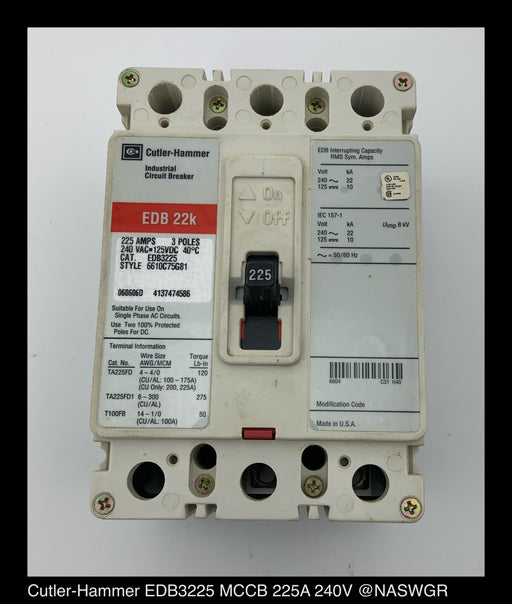 EATON Cutler Hammer EDB3225 Molded Case Circuit Breaker ~ 225 Amp