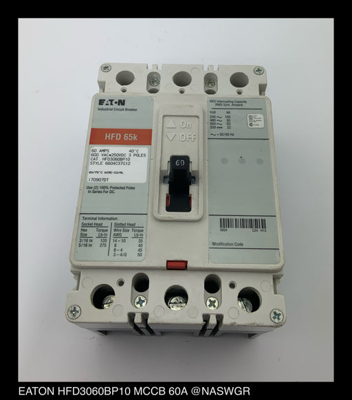 Eaton HFD3060BP10 Molded Case Circuit Breaker ~ 60 Amp