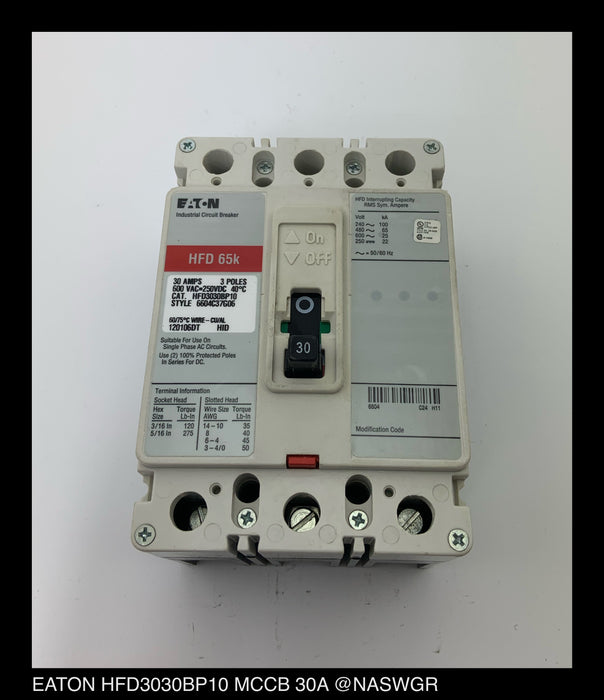 Eaton HFD3030BP10 Molded Case Circuit Breaker ~ 30 Amp
