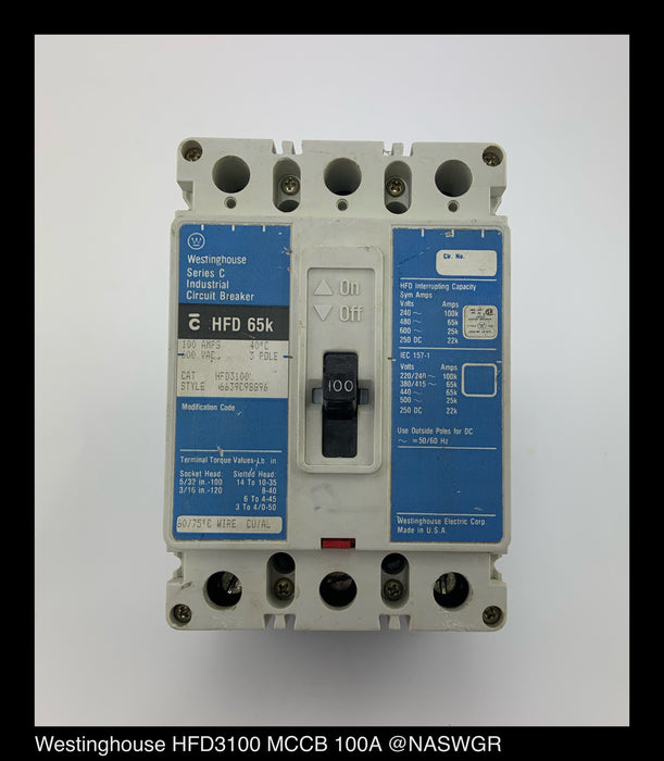 Westinghouse HFD3100 Molded Case Circuit Breaker ~ 100 amp