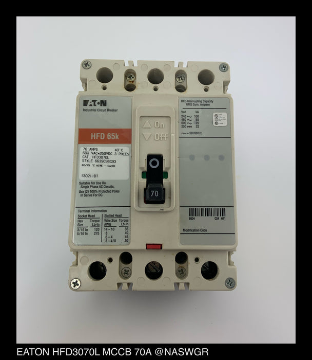 Eaton HFD3070L Molded Case Circuit Breaker ~ 70 Amp