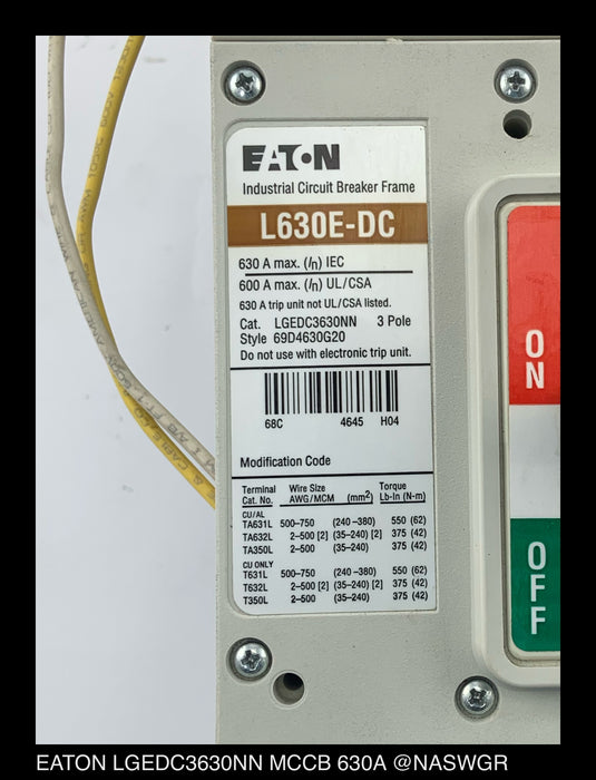 Eaton LGEDC3630NN Molded Case DC Circuit Breaker - 600 Amp