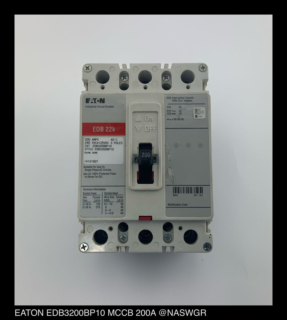 Eaton EDB3200BP10 Molded Case Circuit Breaker ~ 200 Amp