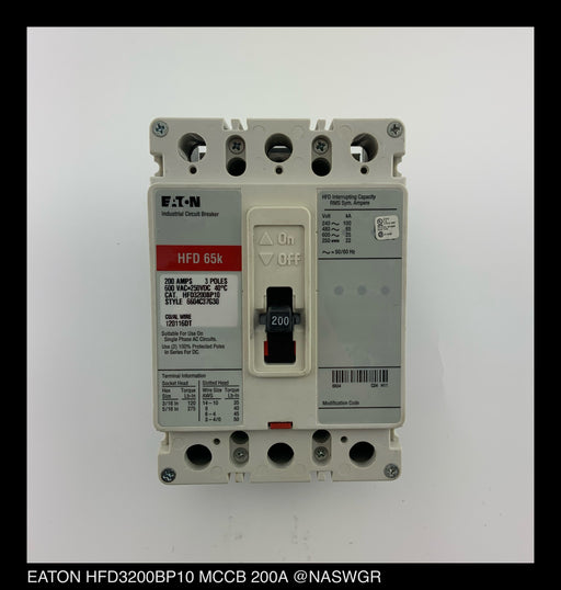 Eaton HFD3200BP10 Molded Case Circuit Breaker ~ 200 Amp