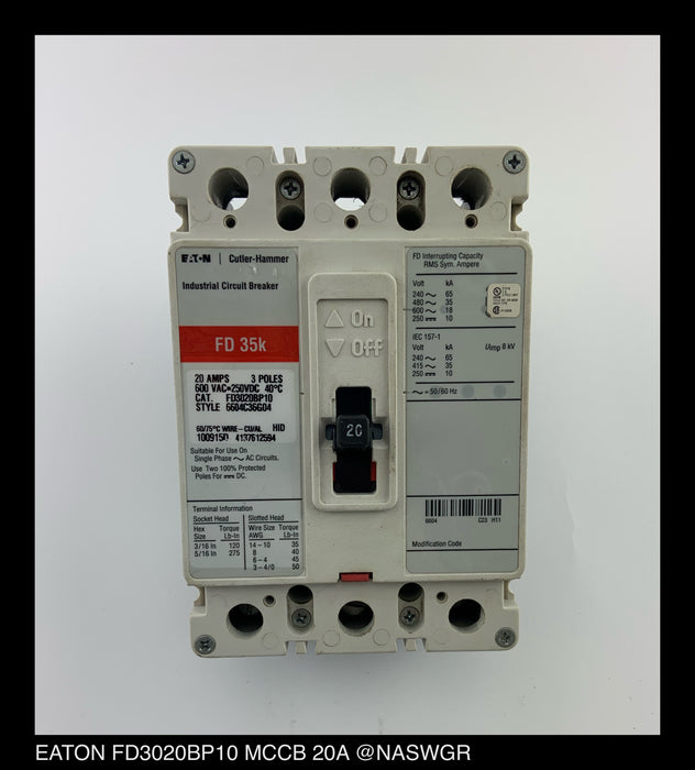 Eaton FD3020BP10 Molded Case Circuit Breaker ~ 20 Amp