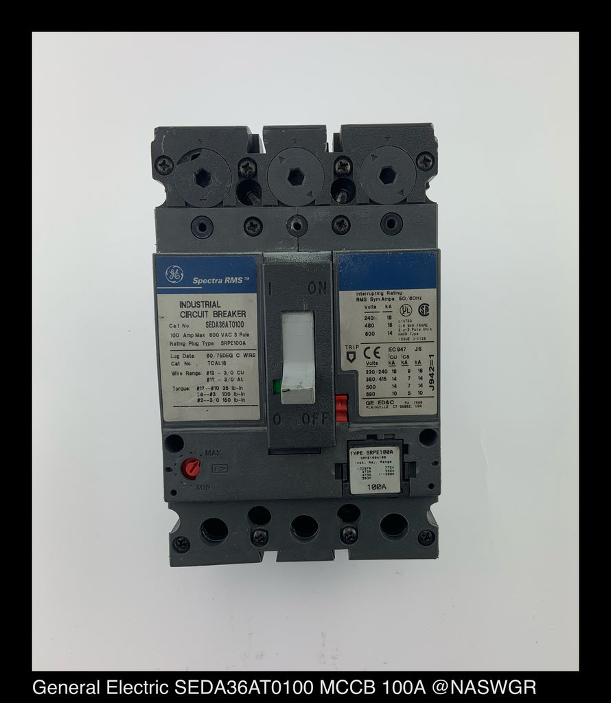GE Spectra RMS SEDA36AT0100 Circuit Breaker 100 Amp — North American