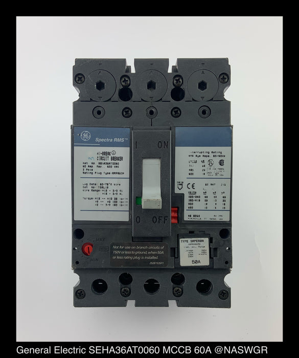 General Electric SEHA36AT0060 Molded Case Circuit Breaker ~ 60 Amp