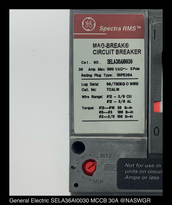 GE Spectra RMS SELA36AI0030 Circuit Breaker ~ 20 Amp