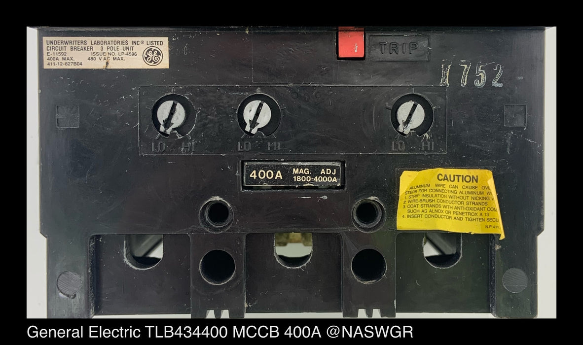 General Electric TLB434400 Molded Case Circuit Breaker ~ 400 Amp