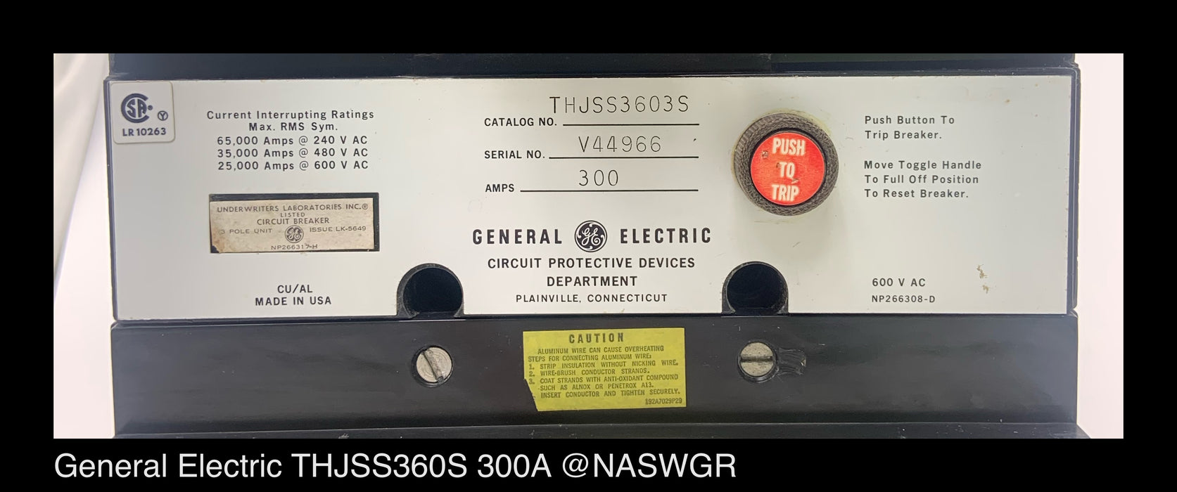 General Electric THJSS3603S Molded Case Circuit Breaker ~ 300 A