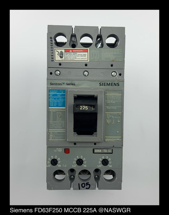 Siemens FD63F250 Molded Case Circuit Breaker ~ 225 Amp