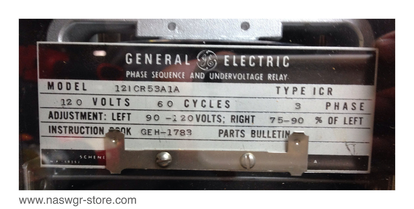 GE 12ICR53A1A Phase Sequence and Undervoltage Relay