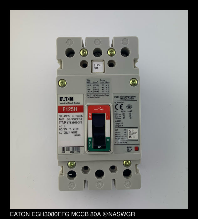 Eaton EGH3080FFG Molded Case Circuit Breaker - 80 Amp - Unused