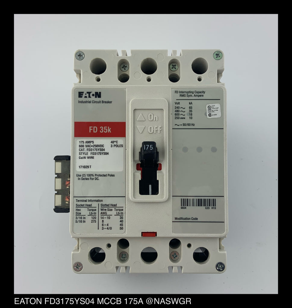 Eaton FD3175YS04 Molded Case Circuit Breaker - 175 Amp - Unused
