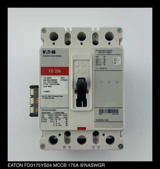 Eaton FD3175YS04 Molded Case Circuit Breaker - 175 Amp - Unused