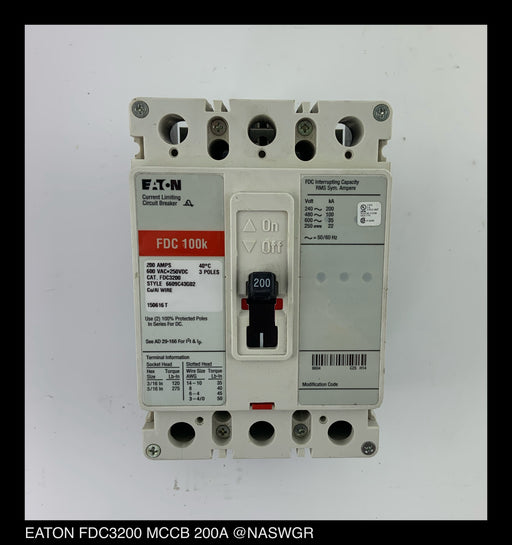 Eaton FDC3200 Molded Case Circuit Breaker ~ 200 Amp - Unused Surplus