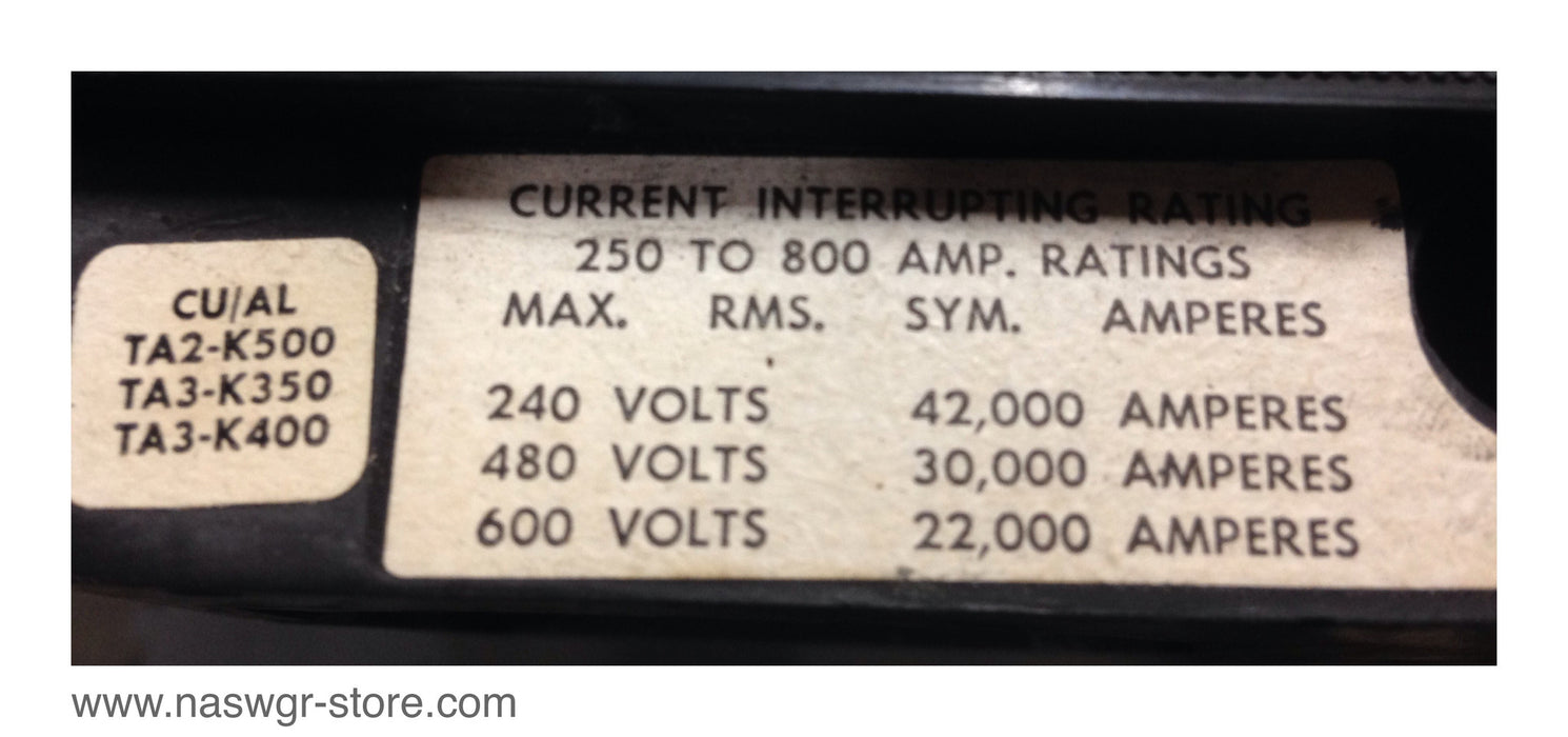 ITE KM3-F800 Circuit Breaker 600 Amp Magnetic Trip
