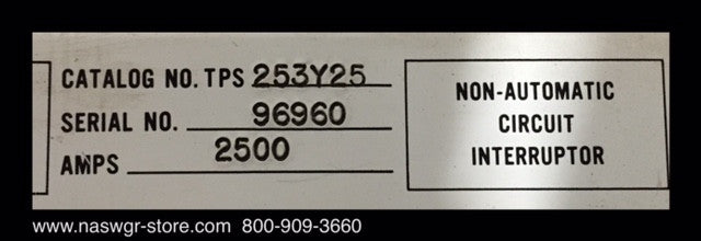 GE PowerBreak TPS253Y25 Molded Case Switch (M/O,B/I) - 2500 Amp